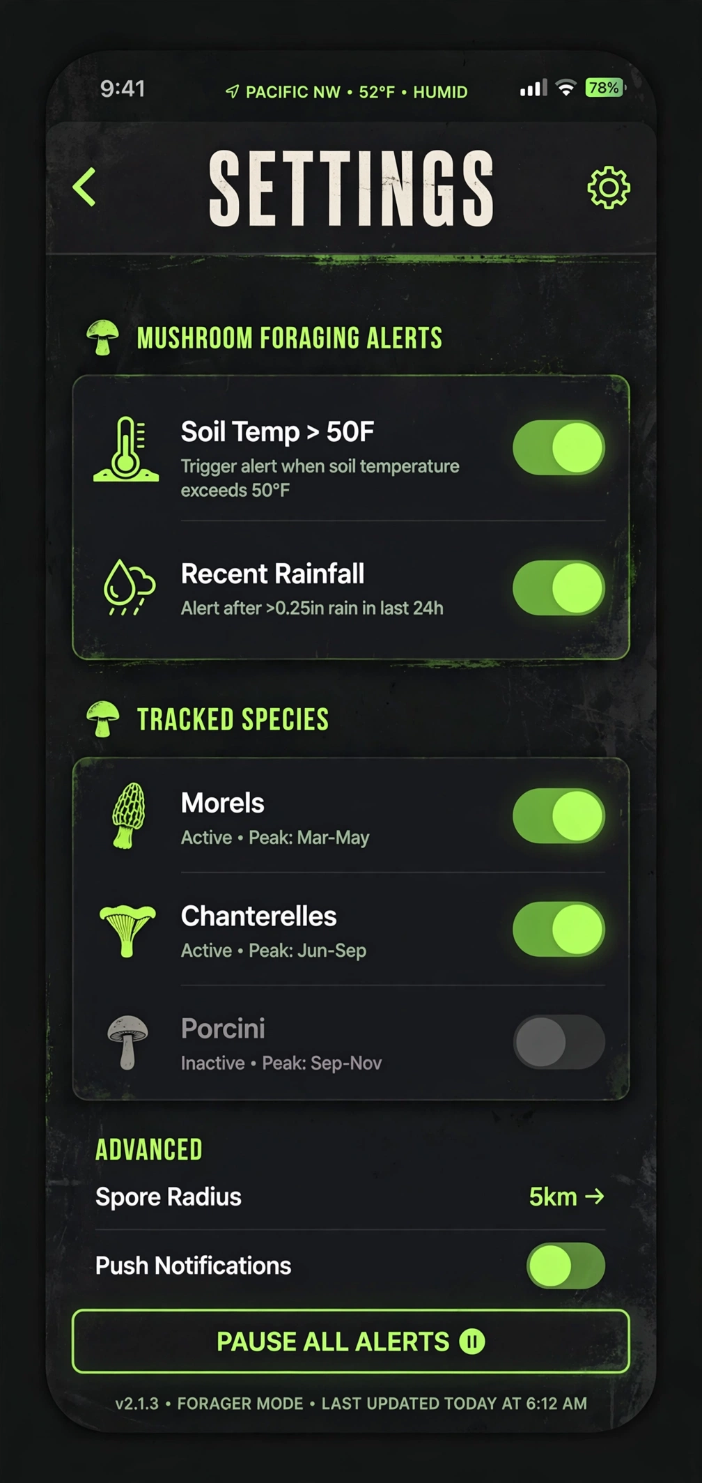 Season Alerts Interface