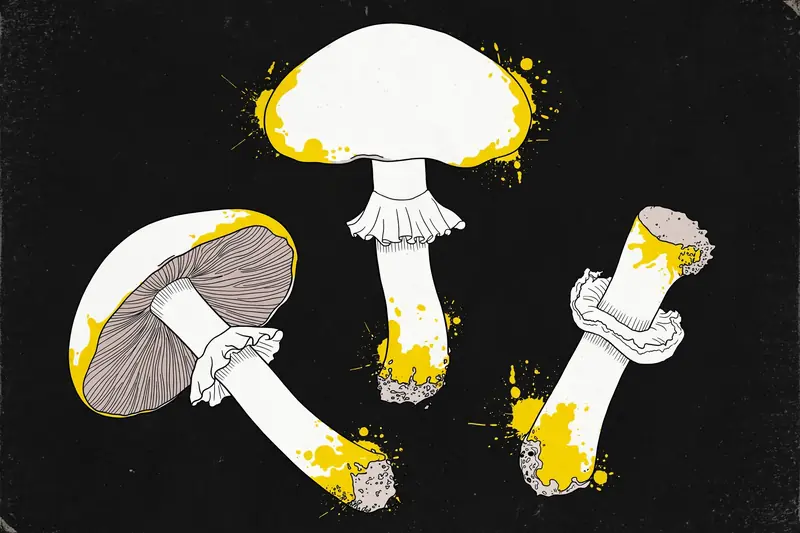 Yellow-staining Mushroom (Agaricus xanthodermus) specimen illustration