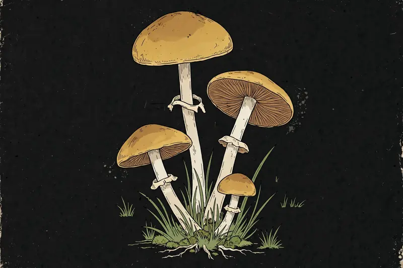 Early Agrocybe (Agrocybe praecox) specimen illustration