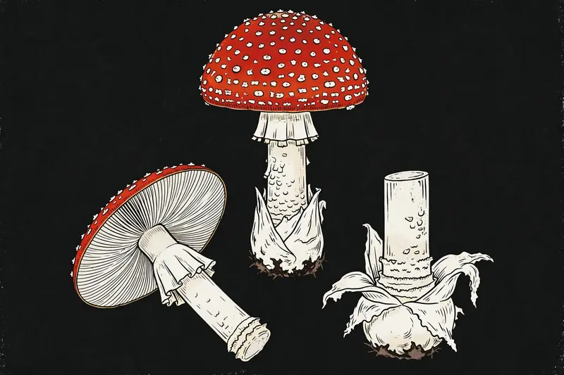 Fly Agaric (Amanita muscaria) specimen illustration