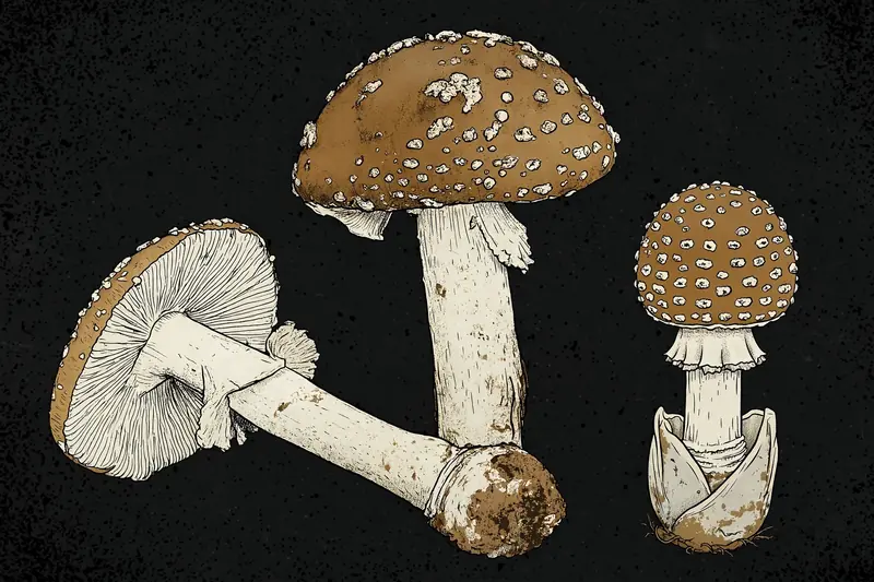 Panther Cap (Amanita pantherina) specimen illustration