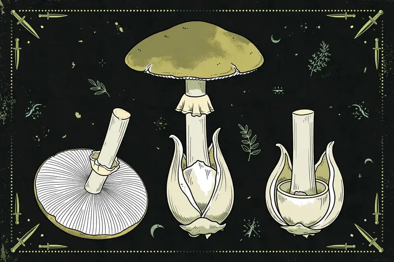 Death Cap (Amanita phalloides) specimen illustration
