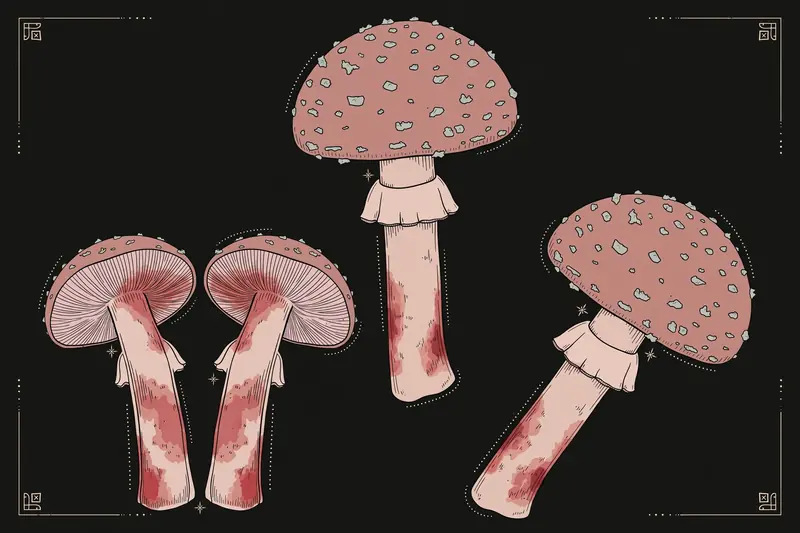 Blusher (Amanita rubescens) specimen illustration