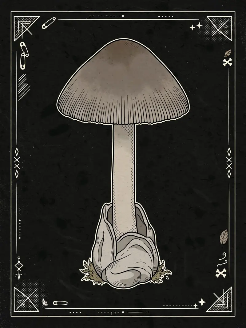 Grisette (Amanita vaginata) specimen illustration