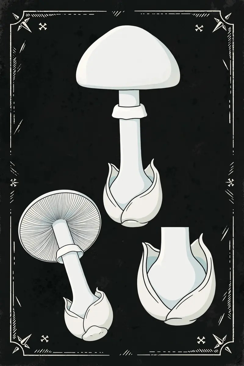 Destroying Angel (Amanita virosa) specimen illustration