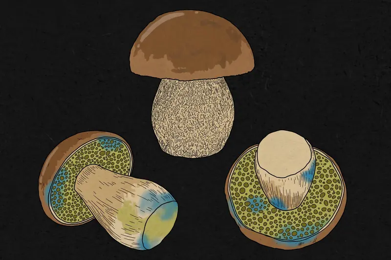 Netted Bolete (Boletus reticulatus) specimen illustration