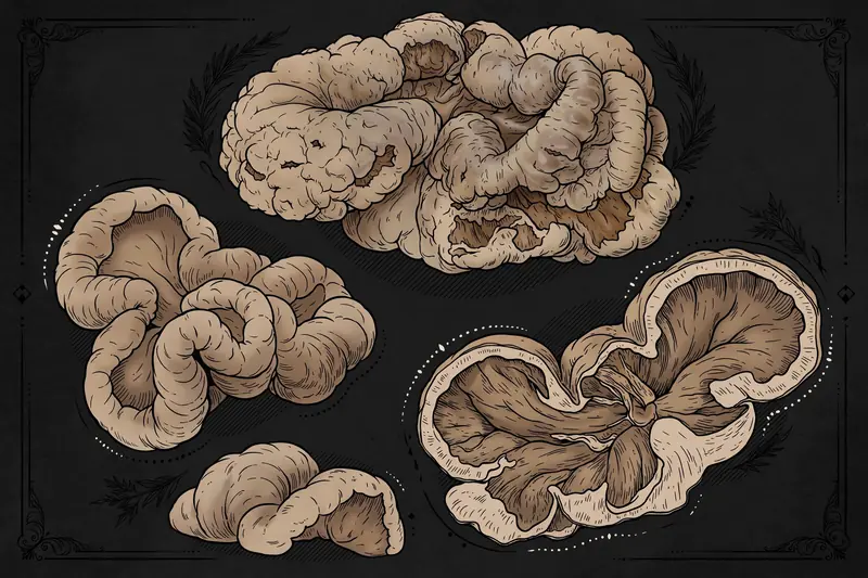 Deadly Entoloma (Entoloma abortivum) specimen illustration