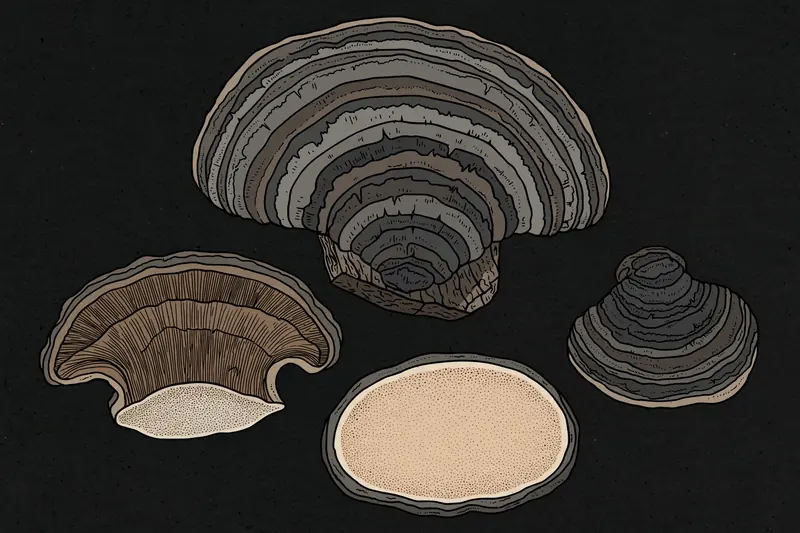 Tinder Fungus (Fomes fomentarius) specimen illustration