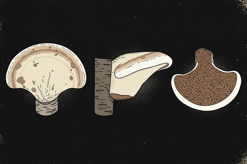 Birch Polypore (Fomitopsis betulina) specimen illustration