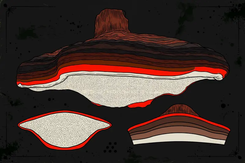 Red-belted Conk (Fomitopsis pinicola) specimen illustration