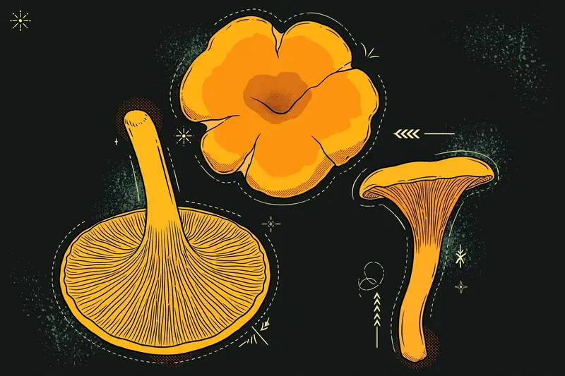 False Chanterelle (Hygrophoropsis aurantiaca) specimen illustration