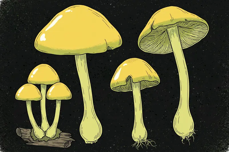 Sulfur Tuft (Hypholoma fasciculare) specimen illustration