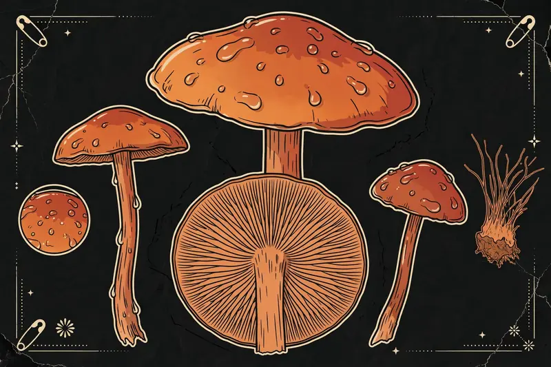 Common Laccaria (Laccaria laccata) specimen illustration