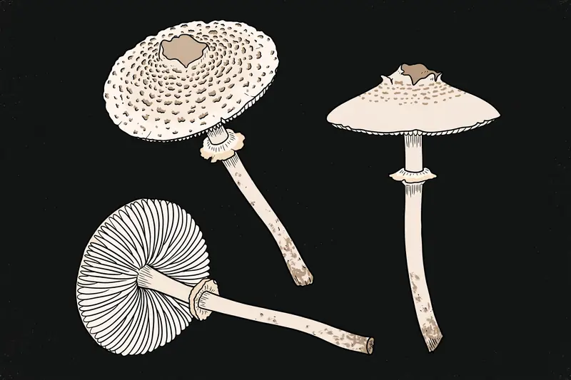 Crested Lepiota (Lepiota cristata) specimen illustration