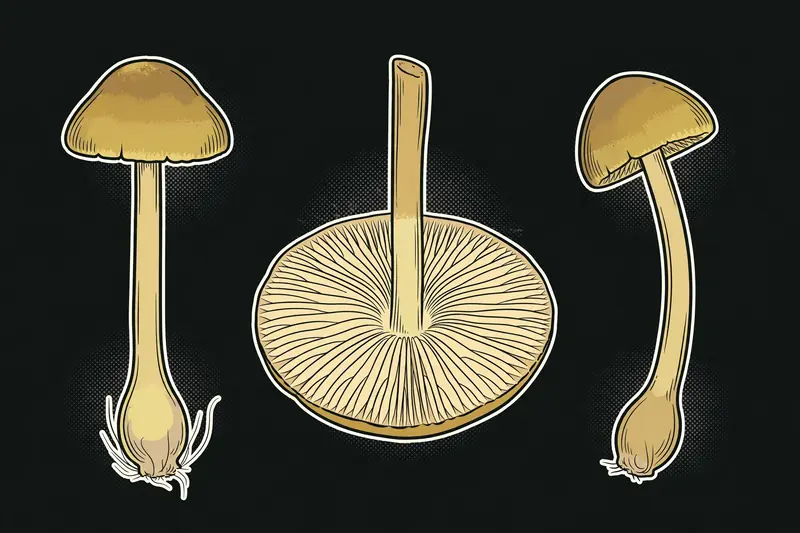 Fairy Ring Mushroom (Marasmius oreades) specimen illustration