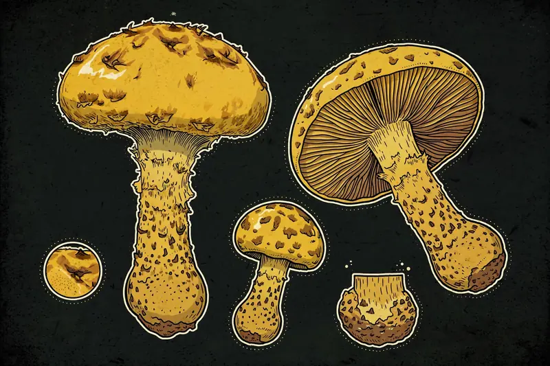 Fatty Pholiota (Pholiota adiposa) specimen illustration