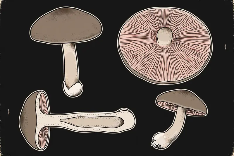 Deer Mushroom (Pluteus cervinus) specimen illustration