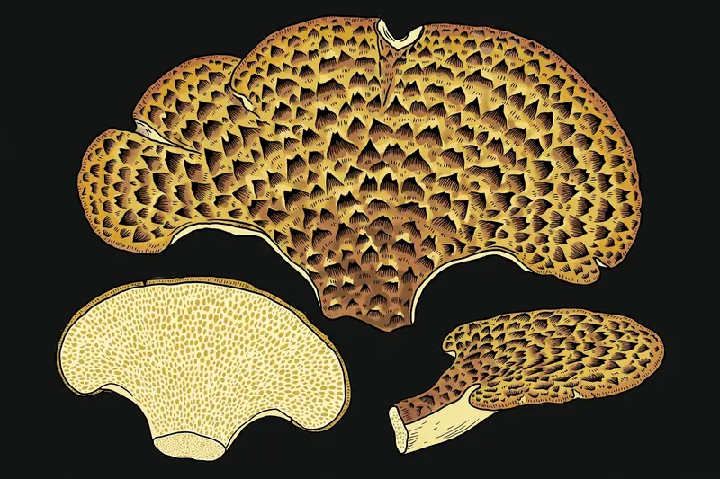 Dryad's saddle (Polyporus squamosus) specimen illustration