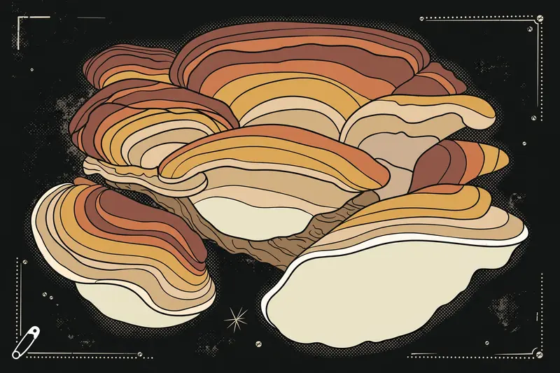 Oyster Shelf Fungus (Stereum ostrea) specimen illustration
