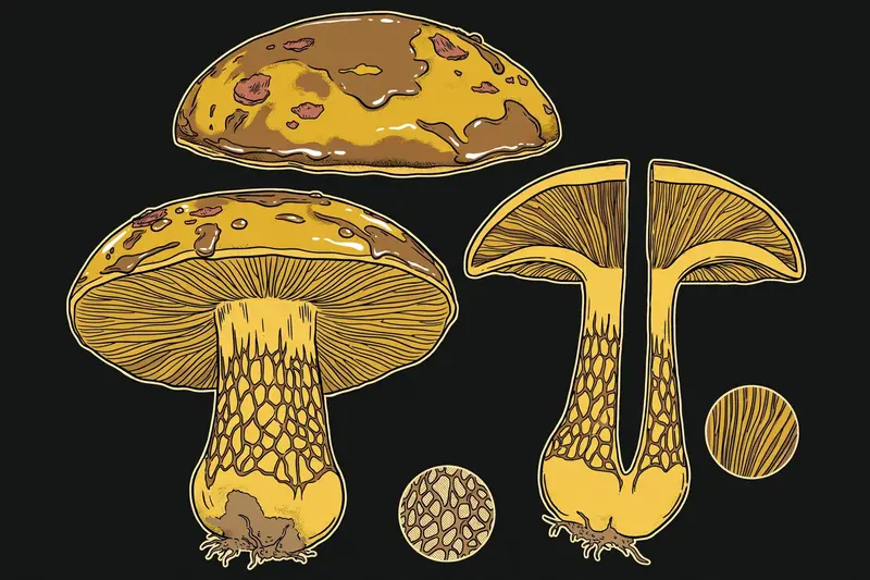 American Slippery Jack (Suillus americanus) specimen illustration