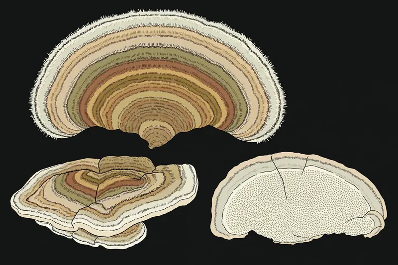 Hairy Bracket (Trametes hirsuta) specimen illustration