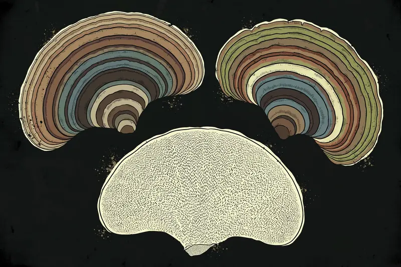 Turkey Tail (Trametes versicolor) specimen illustration