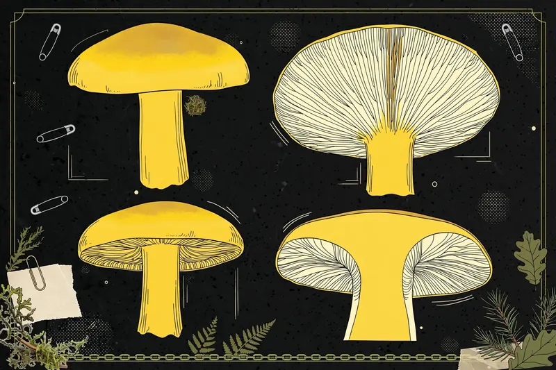 Man on Horseback (Tricholoma equestre) specimen illustration